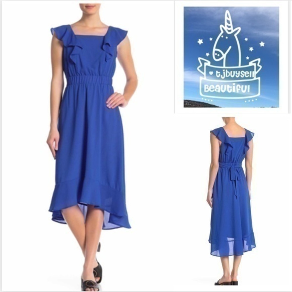 🌷BRAND NEW ruffle midi dress blue D4
